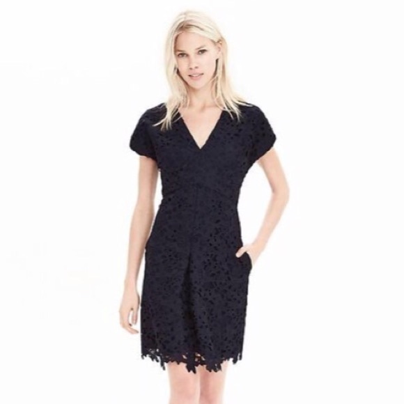 banana republic navy lace dress